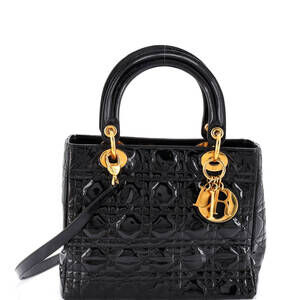 Christian Dior Medium Lady Dior Bag Cannage Quilt Patent